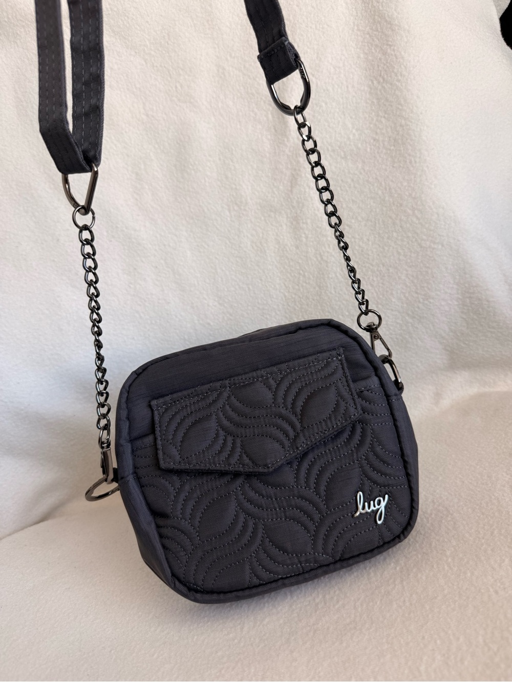 lug Quilted Black Crossbody with Chain Strap